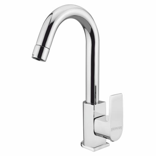 Swan Neck Pillar Cock with Swinging Spout Chrome